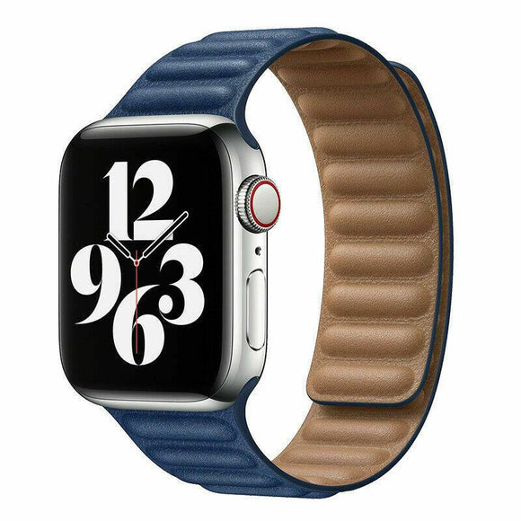 for Apple Watch Series 7 6 5 4 3 38/40/41/42/44/45mm Magnetic Leather Band Strap[38mm/40mm/41mm,Blue]