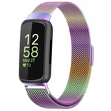 For Fitbit Inspire 3 Strap Milanese Band Stainless Steel Magnetic Replacement Wristband [Small, Rainbow]