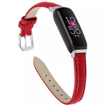 for Fitbit Inspire 3 Band Genuine Leather Replacement Wristband Strap (Red)