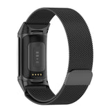 for Fitbit Charge 6 Replacement Strap Milanese Wrist Band Stainless Steel Magnetic [Small, Black]