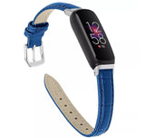 for Fitbit Inspire 3 Band Genuine Leather Replacement Wristband Strap (Blue)