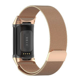 for Fitbit Charge 6 Replacement Strap Milanese Wrist Band Stainless Steel Magnetic [Large, Rose Gold]