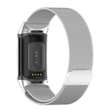 for Fitbit Charge 6 Replacement Strap Milanese Wrist Band Stainless Steel Magnetic [Small, Silver]