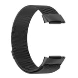 for Fitbit Charge 6 Replacement Strap Milanese Wrist Band Stainless Steel Magnetic [Large, Black]