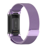 for Fitbit Charge 6 Replacement Strap Milanese Wrist Band Stainless Steel Magnetic [Large, Purple]