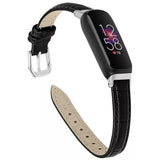 for Fitbit Inspire 3 Band Genuine Leather Replacement Wristband Strap (Black)