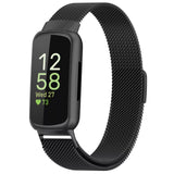 For Fitbit Inspire 3 Strap Milanese Band Stainless Steel Magnetic Replacement Wristband [Small, Black]