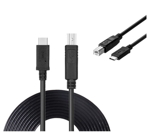 USB Type C to USB Type B Data Cable for Behringer Firepower FCA610 Audio Midi Interface Lead Black