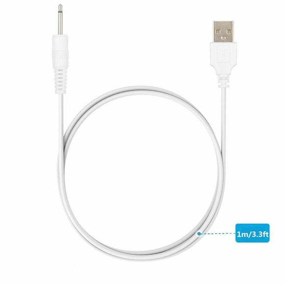 USB Charging Cable for 2.5mm DC Jack to USB for Rechargeable Massager Wand Charger Lead White