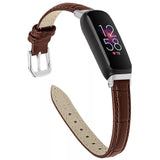 for Fitbit Inspire 3 Band Genuine Leather Replacement Wristband Strap (Brown)