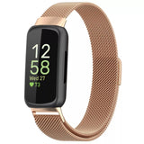 For Fitbit Inspire 3 Strap Milanese Band Stainless Steel Magnetic Replacement Wristband [Small, Rose Gold]