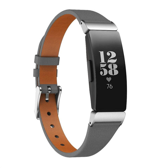 For Fitbit Inspire / 2 / HR / Ace 2 Band Luxury Genuine Leather Replacement Wristband[Black]