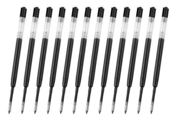 12x Refills Compatible For Parker Gel Ink Medium Point, Black