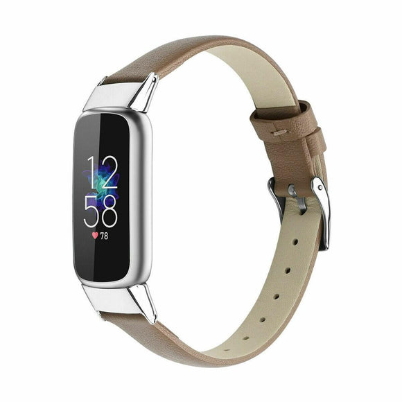 for Fitbit Luxe / Special Edition Band Strap Genuine Leather Replacement Wrist[Light Brown]
