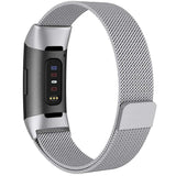 For Fitbit Charge 4 /Charge 3 Strap Milanese Wrist Band Stainless Steel Magnetic[Small (5.3"-7.9"),Silver]