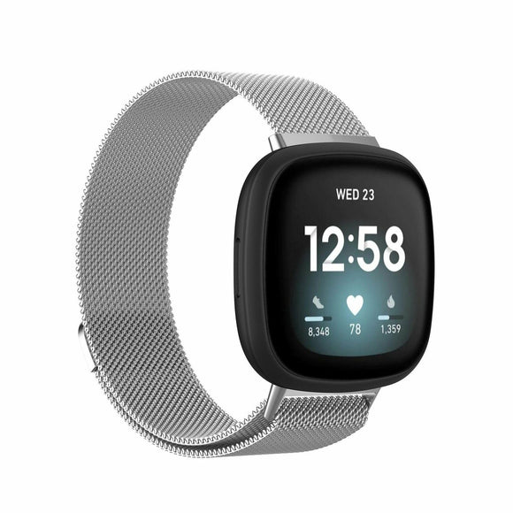 Milanese Strap Wrist Band Stainless Steel Magnetic For Fitbit Versa 3 / Sense, Small (5.3