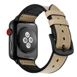 for Apple Watch 7 6 SE 5 4 38/40/41/42/44/45mm Leather Silicone Strap Band Wrist[38mm/40mm/41mm,Beige]