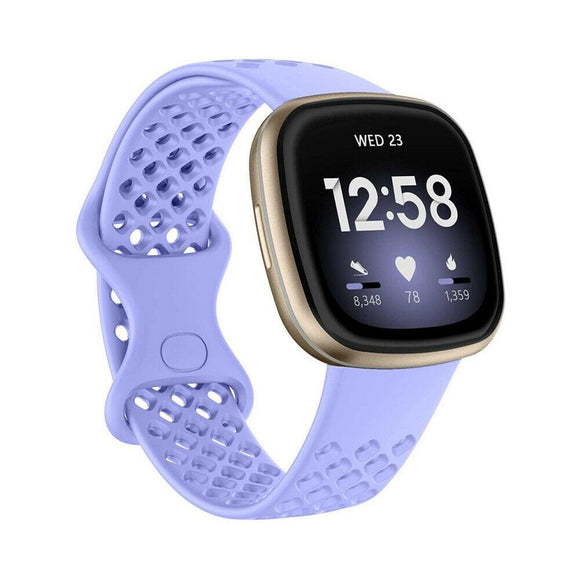 Replacement Wrist Band Strap Silicone Bracelet for Fitbit Versa 3/ Sense, Large, Purple