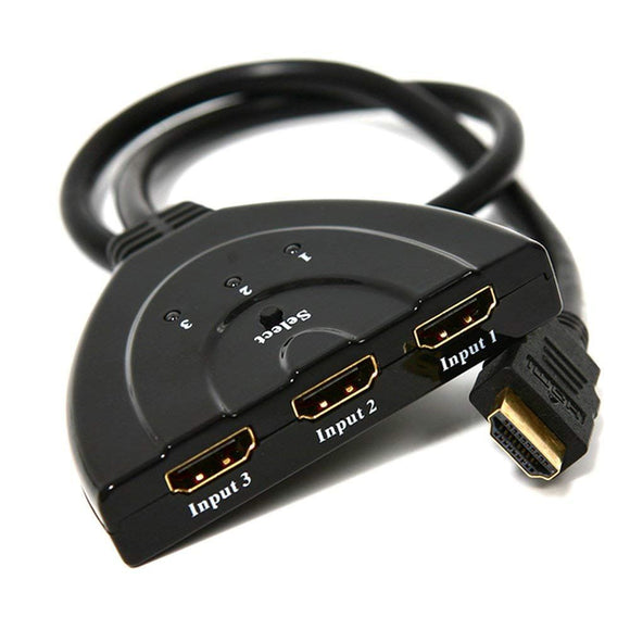 1080P HDMI 3 Ports Switch Switcher Splitter Slector HUB Cable for LCD LED UK, Black