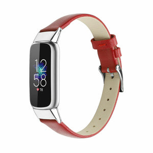 for Fitbit Luxe / Special Edition Band Strap Genuine Leather Replacement Wrist[Red]