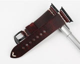 for Apple Watch Series 7 6 SE 5 4 38/40/41/42/44/45mm Strap Band Genuine Leather[38mm/40mm/41mm,Red Brown]