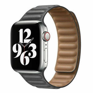 for Apple Watch Series 7 6 5 4 3 38/40/41/42/44/45mm Magnetic Leather Band Strap[38mm/40mm/41mm,Grey]