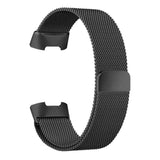 For Fitbit Charge 4 /Charge 3 Strap Milanese Wrist Band Stainless Steel Magnetic[Large (6.7"-9.3"),Black]