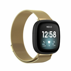 For Fitbit Versa 3 / Sense Strap Milanese Wrist Band Stainless Steel Magnetic[Small (5.3"-7.9"),Gold]