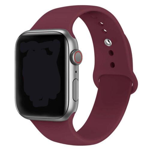 for Apple Watch iWatch Series 7 6 5 4 3 38/40/41/42/44/45mm Silicone Band Strap[42mm/44mm/45mm,Wine Red]