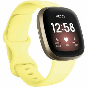 for Fitbit Versa 3 / Sense Replacement Strap Silicone Band Bracelet Wrist[Small Fits Wrist 5.5" - 6.9",Yellow]