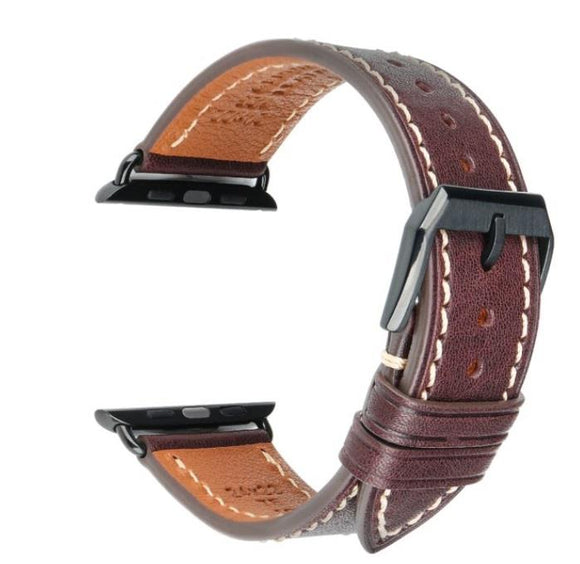 for Apple Watch Series 7 6 SE 5 4 38/40/41/42/44/45mm iWatch Leather Strap Band[38mm/40mm/41mm,Wine Red]