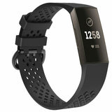 Replacement Strap Silicone Band Bracelet Wristband for Fitbit Charge 3[Large Fits Wrist 7.1" - 8.7",Black]