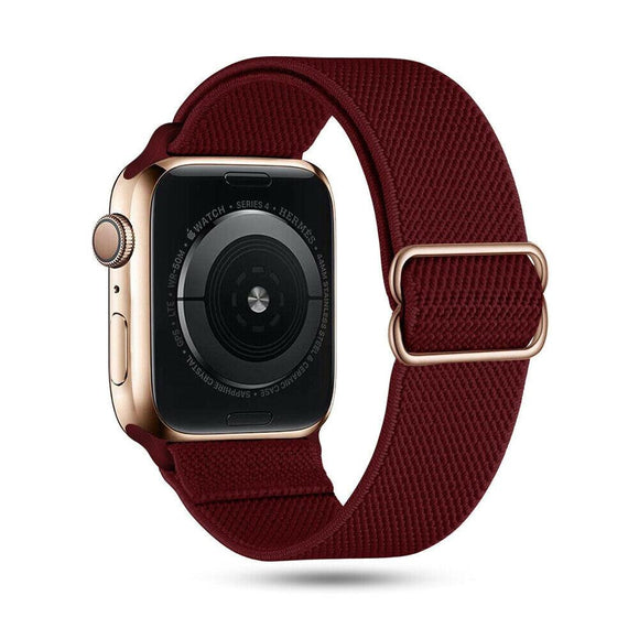 for Apple Watch Series 7 6 5 4 3 2 SE 38/40/41/42/44/45mm Nylon Woven Band Strap[38mm/40mm/41mm,Wine Red]