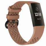 Replacement Strap Silicone Band Bracelet Wristband for Fitbit Charge 3[Large Fits Wrist 7.1" - 8.7",Brown]