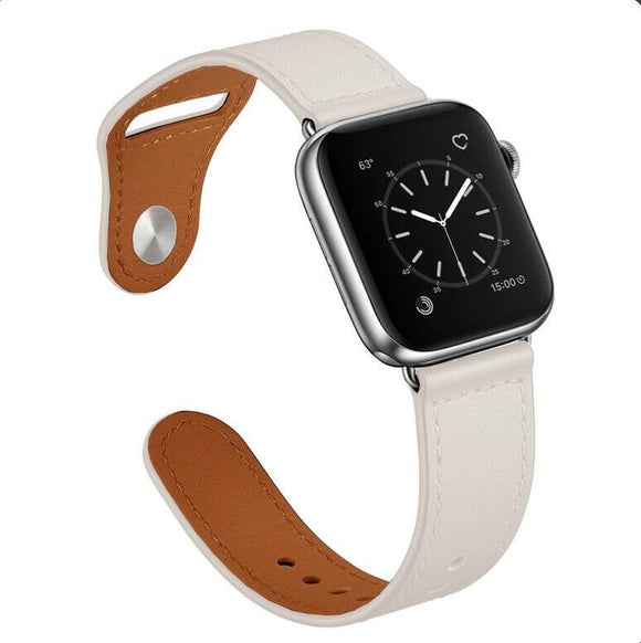 for Apple Watch iWatch Series 7 6 SE 5 4 38/40/41/42/44/45mm Leather Band Strap[42mm/44mm/45mm,White]