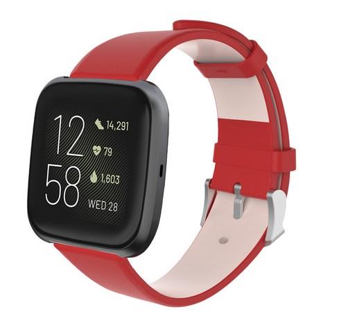 For Fitbit Versa 2/Versa/Versa Lite Leather Band Replacement Wristband Strap[Red]