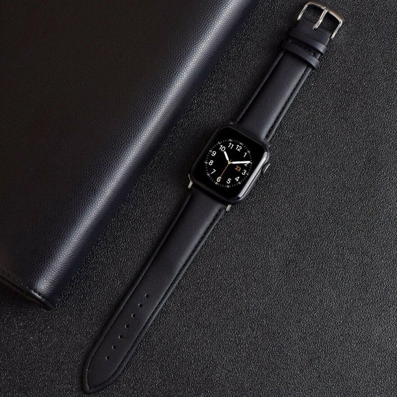 for Apple Watch Series 7 6 SE 5 4 38/40/41/42/44/45mm Genuine Leather Strap Band[Black,38mm/40mm/41mm]