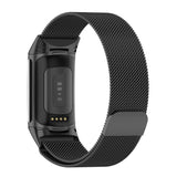 for Fitbit Charge 5 Replacement Strap Milanese Wrist Band Stainless Steel Magnetic [Large, Black]