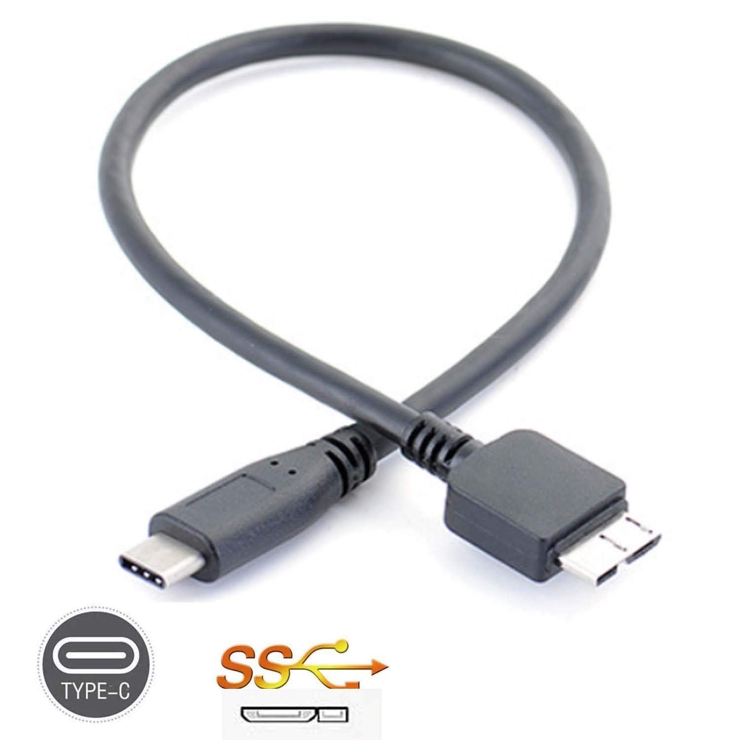 USB 3.0 to USB C 3.1 USB Cable for WD My Ultra External Drive HDD, Black | Hellfire Trading