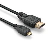 Micro HDMI 1m Cable Lead HDTV TV Gold Plated For Panasonic Lumix DMC-FZ82, Black