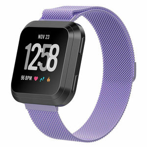 For Fitbit Versa 2/Versa/LITE Strap Milanese Wrist Band Stainless Steel Magnetic[Small (5.5"-7.1"),Purple]