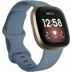 for Fitbit Versa 3 / Sense Replacement Strap Silicone Band Bracelet Wrist[Small Fits Wrist 5.5" - 6.9",Slate]