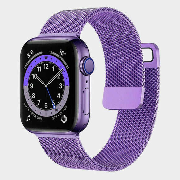 For Apple Watch Series 7 6 SE 5 4 3 Magnetic Milanese Loop Wristwatch Band Strap[Purple,38mm/40mm/41mm]