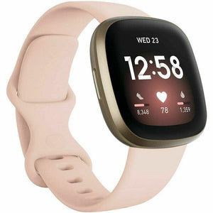 Replacement Strap Silicone Band Bracelet Wrist for Fitbit Versa 3 / Sense, Small Fits Wrist 5.5" - 6.9", Light Pink