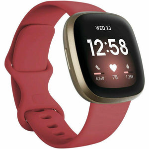 for Fitbit Versa 3 / Sense Replacement Strap Silicone Band Bracelet Wrist[Small Fits Wrist 5.5" - 6.9",Dark Red]