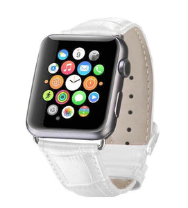 for Apple Watch Series 7 6 SE 5 4 38/40/41/42/44/45mm Leather Strap Band iWatch[42mm/44mm/45mm,White]