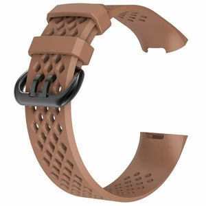 Replacement Strap Silicone Band Bracelet Wristband for Fitbit Charge 3[Large Fits Wrist 7.1" - 8.7",Brown]