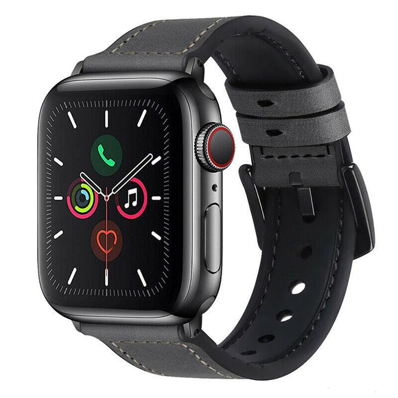 for Apple Watch 7 6 SE 5 4 38/40/41/42/44/45mm Leather Silicone Strap Band Wrist[42mm/44mm/45mm,Black]