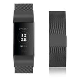 For Fitbit Charge 4 /Charge 3 Strap Milanese Wrist Band Stainless Steel Magnetic[Large (6.7"-9.3"),Black]