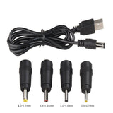 Universal DC to USB Cable 2.0, 2.5, 3.0, 4.0, 5.5, 5 in 1 Multi Charger Cable, Black